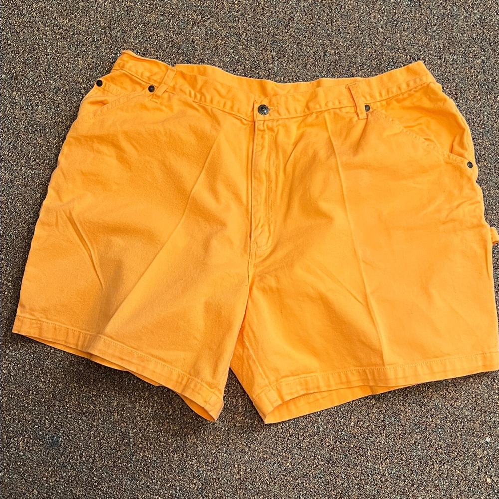 Vibrant Orangish Yellow Women's Jean Painters Shorts